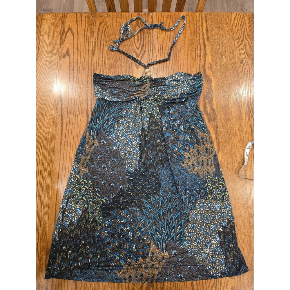 Vintage Y2K Hypnotik Halter Dress Boho Paisley Patchwork Print Indie Festival